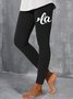 Women's Text Letters Casual All Season Long Leggings