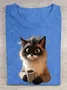 Women's Animal Short Sleeve Tee T-shirt Crew Neck Casual Summer Top