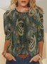 Women's Long Sleeve Tee T-shirt Spring/Fall Ethnic Jersey Crew Neck Daily Going Out Vintage Top