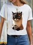 Women's Animal Short Sleeve Tee T-shirt Crew Neck Casual Summer Top
