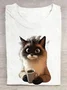 Women's Animal Short Sleeve Tee T-shirt Crew Neck Casual Summer Top