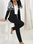 Women's Floral Two-Piece Set Daily Long Sleeve Casual Spring/Fall Top With Pants Matching Set