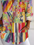 Women's Floral Long Sleeve Shirt Spring/Fall Striped Shirt Collar Daily Going Out Casual Top