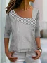 Women's Striped Long Sleeve Blouse_ Spring/Fall Daily Casual Top