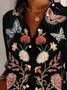 Women Ethnic Long Sleeve Shirt Spring/Fall Shirt Collar Daily Vintage Top