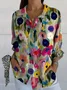 Women's Stripes Floral Long Sleeve Shirt Spring/Fall Shirt Collar Daily Casual Top