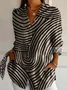 Women's Stripes Floral Long Sleeve Shirt Spring/Fall Shirt Collar Daily Casual Top