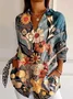 Women's Stripes Floral Long Sleeve Shirt Spring/Fall Shirt Collar Daily Casual Top