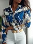 Women's Long Sleeve Shirt Spring/Fall Gradient Pattern Printing Shirt Collar Daily Going Out Casual Top