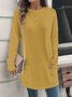 Women's Long Sleeve Blouse Spring/Fall Plain Jersey Crew Neck Daily Going Out Casual Top