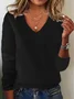 Women's Spring/Fall Plain Casual Long Sleeve V Neck Yarn/Wool Yarn Sweater