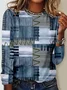 Women's Long Sleeve Tee T-shirt Spring/Fall Geometric Jersey Crew Neck Daily Going Out Casual Top
