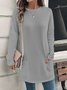 Women's Long Sleeve Blouse Spring/Fall Plain Jersey Crew Neck Daily Going Out Casual Top