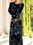 Women's Long Sleeve Spring/Fall Floral Dress Crew Neck Daily Going Out Casual Midi A-Line T-Shirt Dress