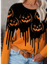 Women's Long Sleeve Tee T-shirt Spring/Fall Halloween Printing Jersey Crew Neck Daily Going Out Casual Top