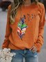 Women's Crew Neck Dragonfly Casual Spring/Fall Long Sleeve Sweatshirt