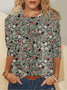 Women's Long Sleeve Tee T-shirt Spring/Fall Floral Crew Neck Casual Top