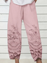 Women Floral Long Elastic Waist Pant Casual Spring/Fall Trousers