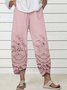 Women Floral Long Elastic Waist Pant Casual Spring/Fall Trousers
