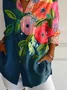 Women's Long Sleeve Shirt Spring/Fall Floral Shirt Collar Daily Going Out Casual Top