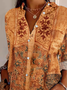 Women's Long Sleeve Shirt Spring/Fall Ethnic Shirt Collar Daily Going Out Vintage Top