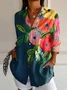 Women's Long Sleeve Shirt Spring/Fall Floral Shirt Collar Daily Going Out Casual Top