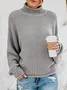 Women's Spring/Fall Plain Casual Long Sleeve Turtleneck Yarn/Wool Yarn Sweater