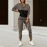 Women's Geometric Daily Going Out Two Piece Set Long Sleeve Casual Spring/Fall Top With Pants Matching Set