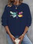 Women's Crew Neck Text Letters Casual Spring/Fall Cotton Long Sleeve Sweatshirt