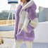Women's Spring/Fall Outerwear Casual Fluff/Granular Fleece Fabric Color Block Long Sleeve Hoodie Jacket