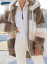 Women's Spring/Fall Outerwear Casual Fluff/Granular Fleece Fabric Color Block Long Sleeve Hoodie Jacket