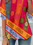 Women Multicolor Block Long Sleeve Tee T-shirt Crew Neck Vintage Spring/Fall Top