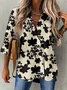 Women Floral Long Sleeve Shirt Spring/Fall Buttoned Shirt Collar Daily Vintage Top