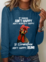 Women's Long Sleeve Tee T-shirt Spring/Fall Text Letters Cotton-Blend Crew Neck Daily Going Out Casual Top