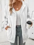 Women's Winter Outerwear Fluff/Granular Fleece Fabric Casual Zipper Plain Long Sleeve Hoodie Fleece Coat