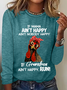 Women's Long Sleeve Tee T-shirt Spring/Fall Text Letters Cotton-Blend Crew Neck Daily Going Out Casual Top