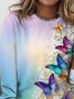 Women's Butterfly Long Sleeve Tee T-shirt Crew Neck Casual Spring/Fall Top