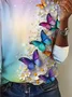 Women's Butterfly Long Sleeve Tee T-shirt Crew Neck Casual Spring/Fall Top