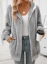 Women's Winter Outerwear Fluff/Granular Fleece Fabric Casual Zipper Plain Long Sleeve Hoodie Fleece Coat