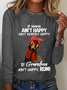 Women's Long Sleeve Tee T-shirt Spring/Fall Text Letters Cotton-Blend Crew Neck Daily Going Out Casual Top