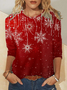 Women's Long Sleeve Tee T-shirt Spring/Fall Christmas Jersey Crew Neck Daily Going Out Casual Top