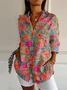 Women's Long Sleeve Shirt Spring/Fall Striped Four-Side Projectile Shawl Collar Daily Going Out Casual Top