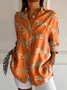 Women's Long Sleeve Shirt Spring/Fall Striped Four-Side Projectile Shawl Collar Daily Going Out Casual Top