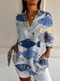 Women's Long Sleeve Shirt Spring/Fall Striped Four-Side Projectile Shawl Collar Daily Going Out Casual Top
