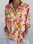 Women's Long Sleeve Shirt Spring/Fall Striped Four-Side Projectile Shawl Collar Daily Going Out Casual Top