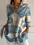Women's Long Sleeve Shirt Spring/Fall Striped Four-Side Projectile Shawl Collar Daily Going Out Casual Top