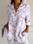 Women's Long Sleeve Shirt Spring/Fall Striped Four-Side Projectile Shawl Collar Daily Going Out Casual Top