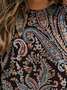 Women's Long Sleeve Tee T-shirt Spring/Fall Cashew Flowers Printing Jersey Crew Neck Holiday Going Out Casual Top