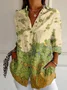 Women's Long Sleeve Shirt Spring/Fall Striped Four-Side Projectile Shawl Collar Daily Going Out Casual Top