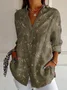 Women's Long Sleeve Shirt Spring/Fall Striped Four-Side Projectile Shawl Collar Daily Going Out Casual Top